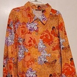 NWOTS WOMANS JANE ASHLEY 2X COLORFUL JACKET/ BLOUSE  BEAUITFUL COLORS L SLEEVE